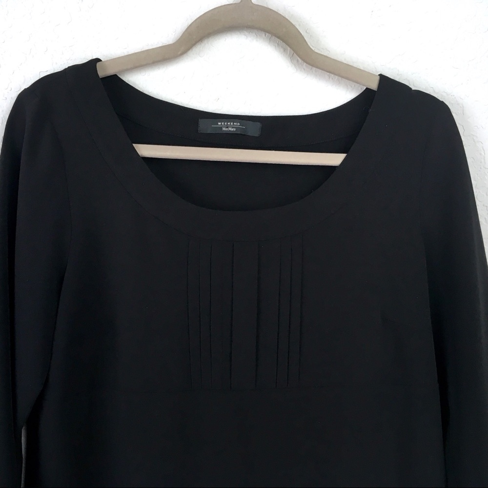 ‼️LAST CHANCE‼️MaxMara Black LBD Pleated 3/4 Dress - Picture 3 of 7